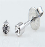 Bezel Regular Crystal Jewelry Earring 316 L Stainless Steel Ear Stud