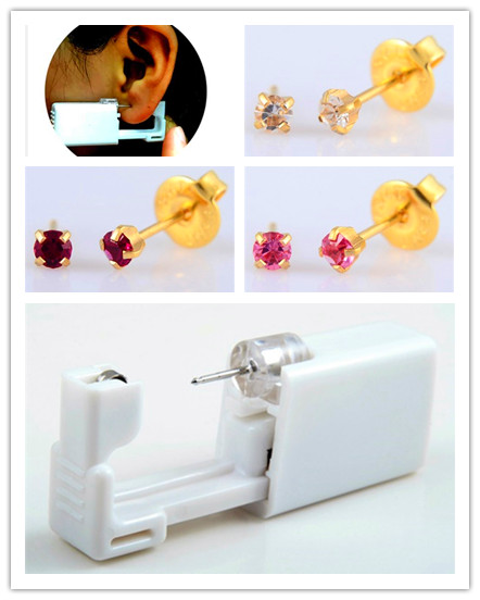 Disposable ear piercing unit with Tiffany 4 claws design earrings