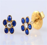 Daisy Flower Crystal Fashion Jewelry Earring 316L gold plated ear studs